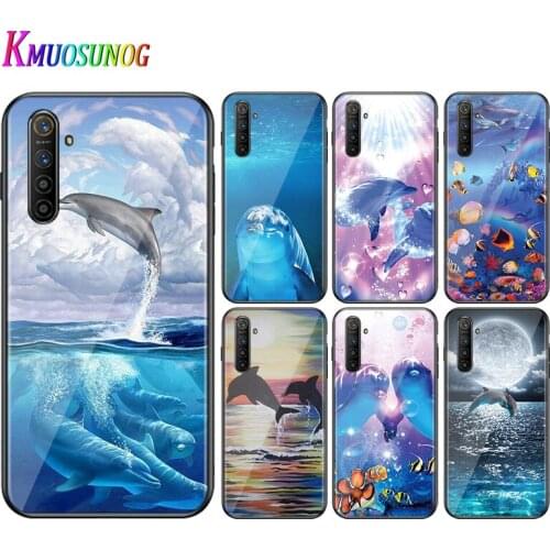 For OPPO A5 A9 2020 F7 Phone Cover Shell ocean dolphin for OPPO Reno 2 Z 2Z 2F 3 4 Pro 5G Bright Black Phone Case