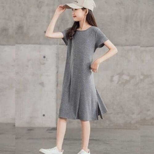 Black Grey Color Summer 2021 Sequined Princess Dress For Girl Elegant Teenage Girls Dresses Party Kids Dresses T Shirts Clothes