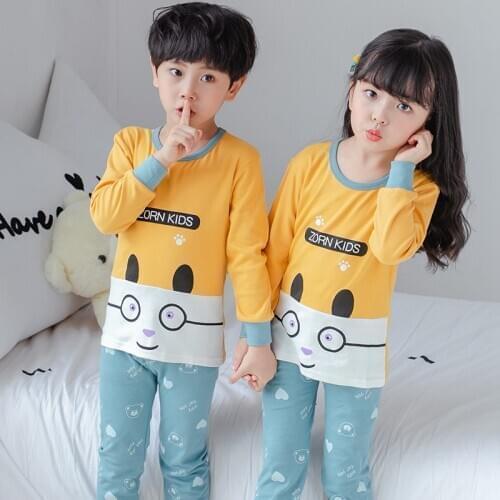 2-13Y Kids Girls Pajamas Sets Sleepwear Pyjamas Kid Clothes Cartoon Cute Cotton Pijama Infantil Baby Boys Long Sleeves Homewear