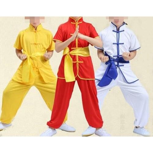 2017 unisex summer short sleeve children kung fu tai chi suits kids martial arts wushu performance clothing training costumes
