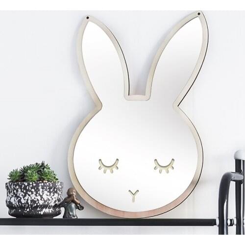 Children Cartoon Decorative Mirror Bathroom Baby Room Rabbit Bowknot Wall Frame Creative Home Art Decoration Home Decor