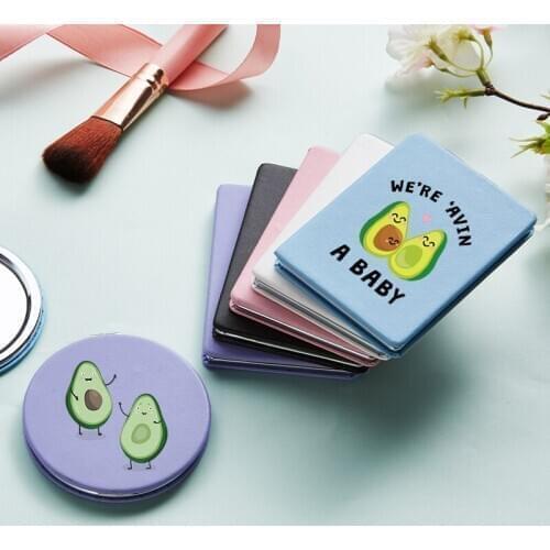 Fuuny Cute Avocado Portable Folding Makeup Mirror with Double Side for Girls Magnifying Compact Pocket Cosmetic Vanity Mirrors