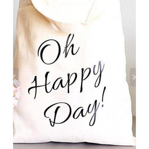 Personalized text Oh happy day bridesmaid wedding gifts tote bags Bachelorette bridal shower Champagne Party favors pouches