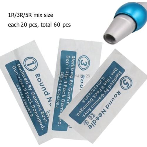60pcs/lot Mix Size 1RL/3EL/5RL Tattoo Needles Cartridges Safety Tattoo Needles For Permanent Makeup Digital Liberty Machine