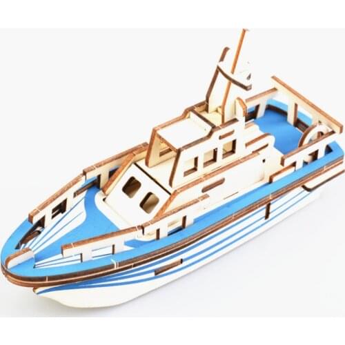 DIY Model toys 3D Wooden Puzzle lifeboat Wooden Kits Puzzle Game Assembling Toys Gift for Kids Adult P52