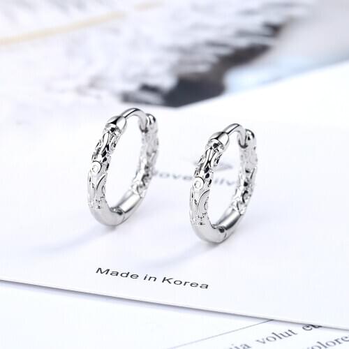 925 Sterling Silver Geometric Round Stud Earrings For Women Prevent Allergy Party Jewelry EH950
