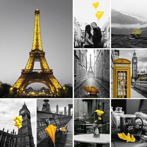 5D DIY Diamond Painting Black And White Landscape Cross Stitch Kit Full Drill Embroidery Mosaic Art Picture of Rhinestones Gift