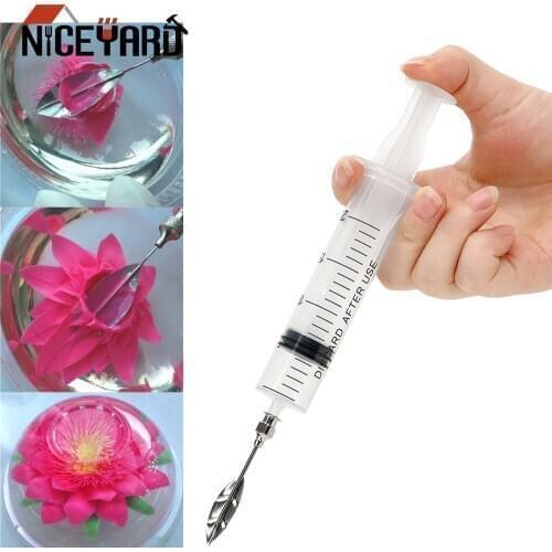 NICEYARD Russia Nozzle 10 pcs Pudding Nozzle +1 Syringe Tools Cake Decorating Tools 3D Jelly Flower Cake Jello Gelatin Art Tool