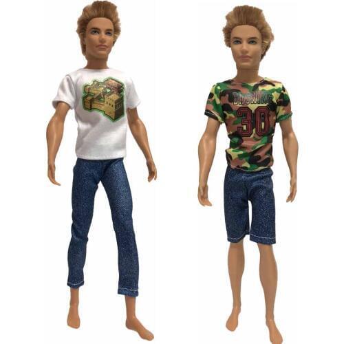 NK 2 Pcs Prince Doll Clothes Army Uniform Daily Wear Outfit For Barbie Boy Male For Ken Doll Accessories Baby Toys