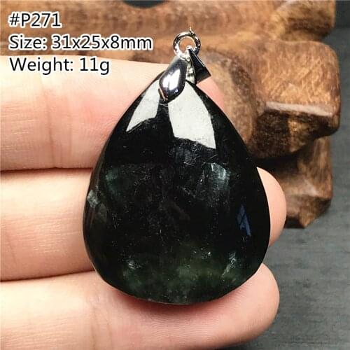 Necklace Pendant Natural Green Seraphinite Stone Jewelry For Women Lady Men Lucky Crystal 31x25x8mm Beads Silver Gemstone AAAAA