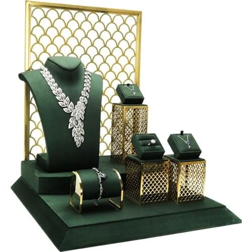 Jewelry jewelry display stand jewelry props factory direct sales high-end metal window display set necklace display stand