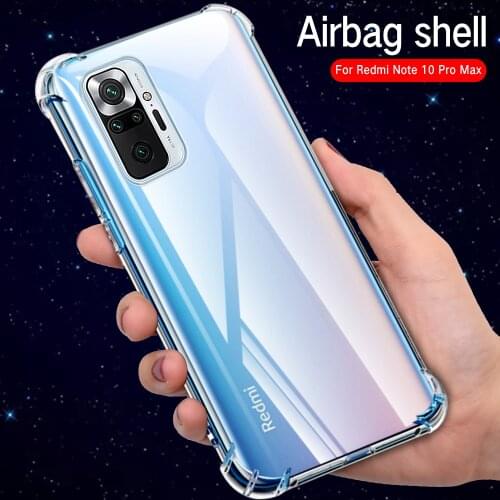 Transparent Four Corners Airbag Shockproof Case For Xiaomi Redmi Note 10 Pro Soft TPU Back Cover For Redmi Note 9T 10S K40 Pro