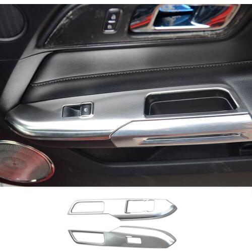QHCP Stainless Stee Window Lift Switch Panel Decorative Cover Sticker for Ford Mustang 2015-2017 Ony Fit Left Hand Drive Car