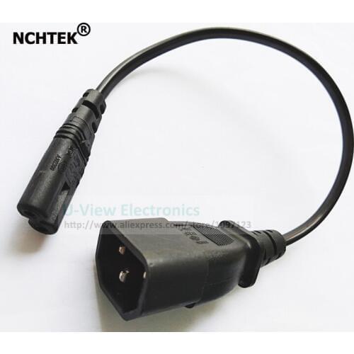NCHTEK IEC 320 C14 Male to C7 Female Cord, C14 to C7 Power Adapter Cable For PDU UPS About 30CM/Free DHL Shipping/100PCS