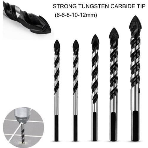 Multi-material Drill Bit 6-12 Mm Suitable for Ceramic Tile, Concrete, Brick, Glass, Plastic and Wood, Tungsten Carbide Tip Drill