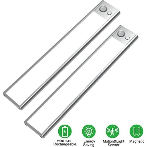 Ultra-thin 36/76/140LEDs PIR Motion Sensor Under Cabinet Light USB Rechargeable 3 Color Modes LED Wardrobe Closet night Lights