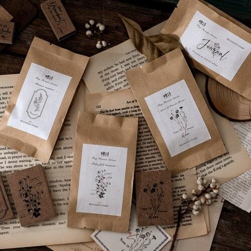 Vintage Flower Branch Travel Label Stamp DIY Wooden Rubber Stamps For Scrapbooking Stationery Scrapbooking Standard Stamp
