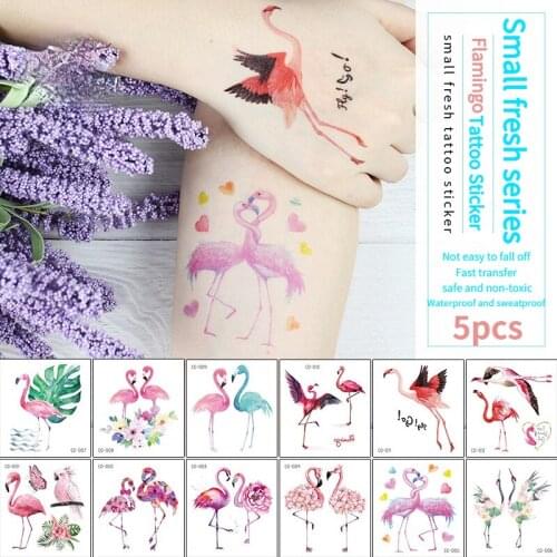 15pcs Waterproof Flamingo Tattoo Stickers Small Fresh and Cute Cartoon Face Stickers Animal Tattoo Stickers Temporary Tattoo