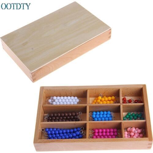 High Quality Montessori Mathematics Material 1-9 Beads Bar in Wooden Box Early Preschool Toy #330