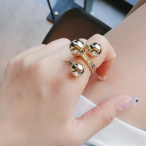 17mm New Korean Gold Silver Color Index Finger Rings for Women Girls Knuckle Joint Spiral Ball Rings Vintage Party Jewelry ER274
