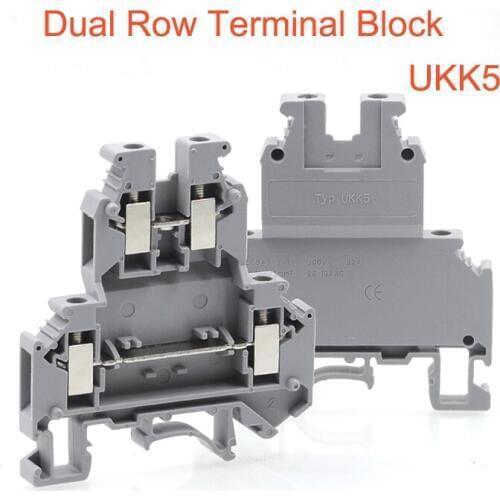 10/15/50pcs Din rail dual row screw terminal blocks UKK5 wire electric double deck terminals block connectors cables morsettiera
