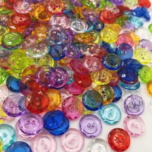 100PCS New Style 2 Hole Transparent Mix Color 13MM Plastic Buttons Apparel Sewing Accessories DIY Scrapbooking PT167