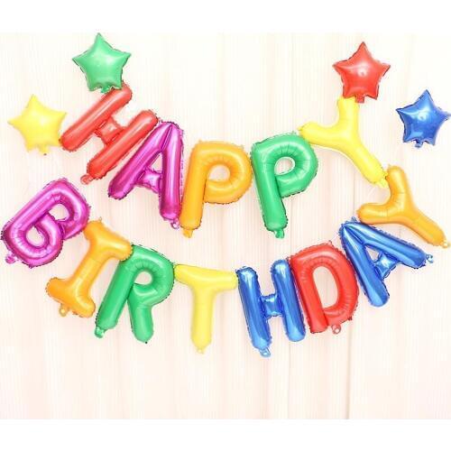13pcs/lot Happy Birthday balloons Party Decoration NOGOO Letters Alphabet Aluminum balloon Foil Baloon Baby kids air Balloons