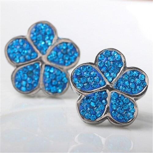 2021 Classic Fashion Titanium Steel Earrings with Blue Zircon Flowers female Crystal from Austrian Fit Women and girls