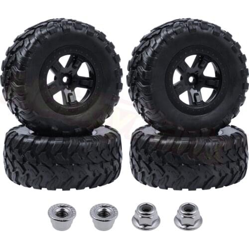 4PCS 1/10 Short Course Truck Tires and Wheels for Traxxas Slash 4x4 2WD VXL Tamiya HPI Kyosho VKAR Redcat HSP RC Model Car