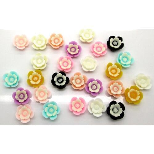 50Pcs Mixed Resin Flower Decoration Crafts Flatback Cabochon Scrapbooking Embellishments Beads Diy Accessories