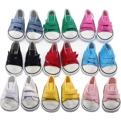 7*3.6cm The Cute Doll Shoes for 18 Inch Baby Doll Handmade Sneakers 45cm Girl Doll Accessories Demmin Canvas Mini Toy Shoes