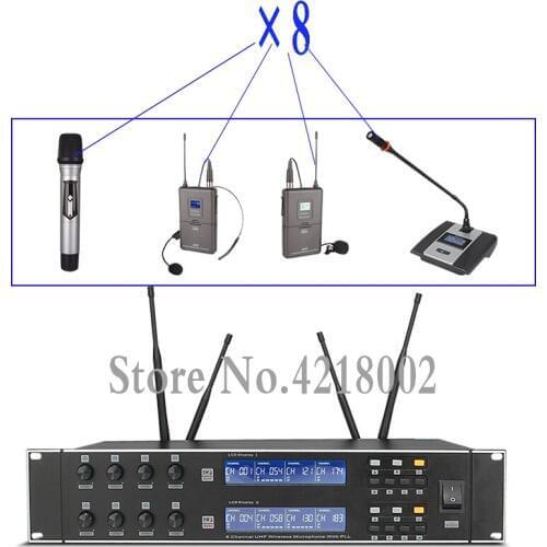 8 Channel Wireless Conference Meeting Gooseneck Mic Microphone System Multichannel Wireless Mic System