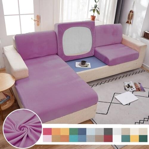 Velvet Sofa Cushion Cover Anti-dirty Elastic Chair Seat Slipcover Pets Kids Furniture Protector Couch Covers For Living Room