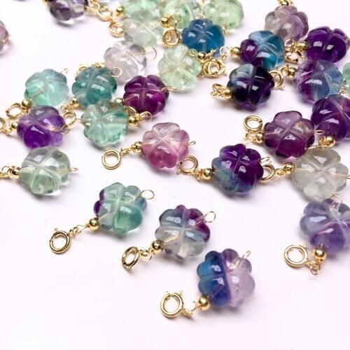 5pieces loose beads FLUORITE CARVE 10/12MM PENDANT for DIY jewelry making FPPJ wholesale
