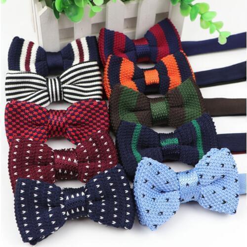 Kid Neck Ties Tuxedo Knitted Bowtie Children Bow Tie Thick One Deck Pre Tied Adjustable Knitting Casual Ties