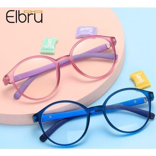 Elbru Children Anti Blue Light Glasses Frame School Student Spectacles 360 Degree Rotating Frame 6-13 Years Kid Computer Goggles
