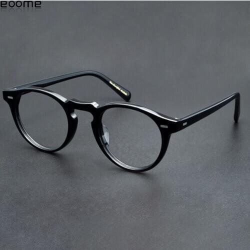 Eoome Progressive Glass Men Women Round Retro Small Frames Acetate Vintage Korea Style Eyewear Myopia Glasses Imported Acetate