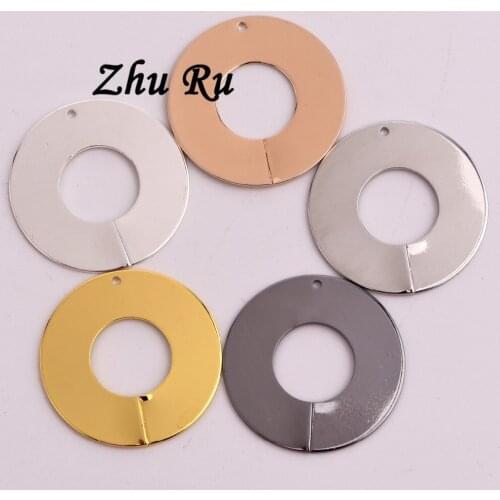 ZHU RU 5pcs/lot 29mm copper Can be opened incision Hollow Screw cap ring hula hoop shape earrings For Jewelry Making Findings