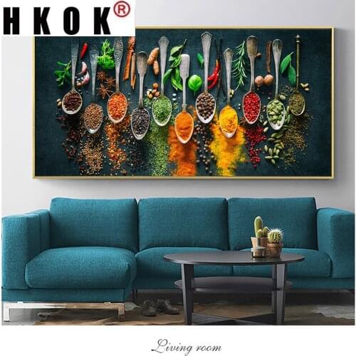 HKOK Herbs Spices for Cooking Canva Art Posters Prints Kitchen Theme Canvas Paintings On the Wall Art Pictures Modern Home Decor