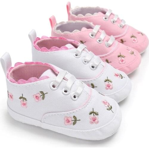 Newborn Baby Shoe Canvas Sneakers Infant Toddler Anti-slip Soft Sole Floral Crib Shoes Newborn Boys Girls First Walkers