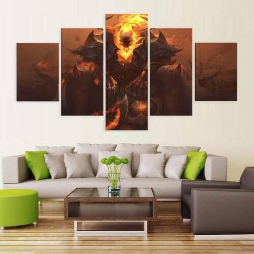 5 Panel Lol League Of Legends Thresh Game Canvas Printed Painting For Living Room Wall Art Decor Hd Picture Artworks Poster