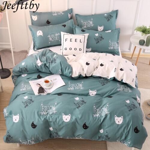 Home Textile Winter Cartoon Cat Patterns Bedding Set 3/4pcs Full King Twin Queen King Size Bed Sheet Duvet Cover Pillowcase Sets
