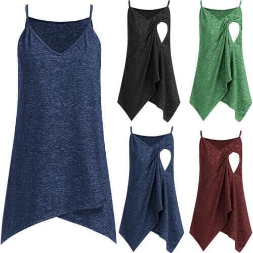 Summer comfortable sexy maternity dress V-neck irregular hem solid color camisole maternity dress plus size womens clothing