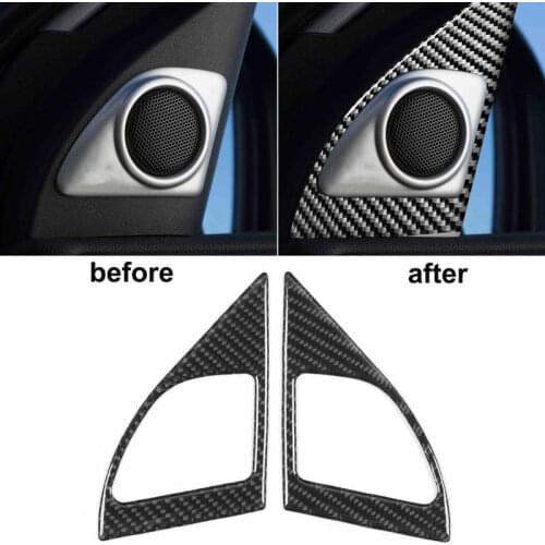 2Pcs Inner Door Speaker Trim Left Right Carbon Fiber Cover Fit for Mitsubishi Lancer DE ES 2008 2009 2010 2011 2012 2013-2016