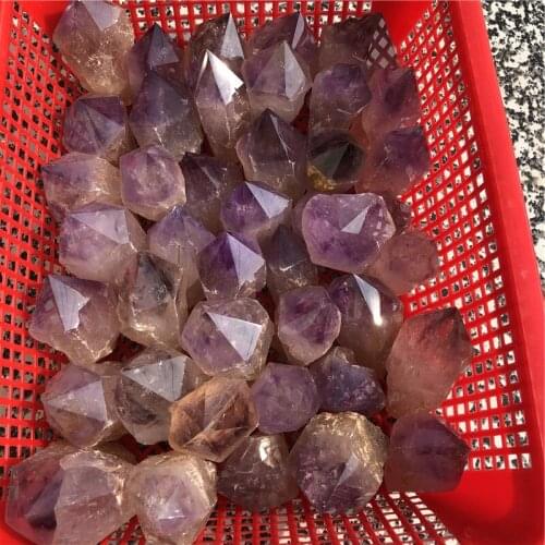 Natural Brazilian Amethyst Crystal pyramid Purple quartz Healing Energy point Original stone home decoration