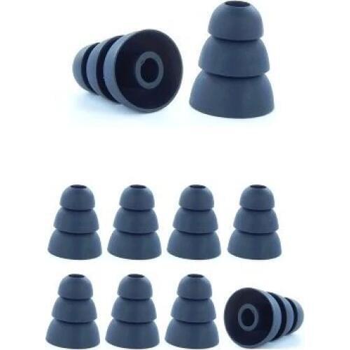 Black, Large Triple Flange Replacement Ear Tips, Earbuds for In-Ear Earphones. (See Fit Information in Details Below)