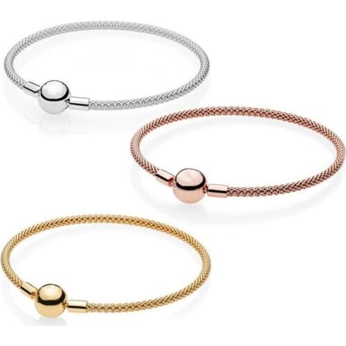 2021 New Jewelry Lady Handmade Silver Wire Braided 925 Sterling Silver Bracelet Fit Pandora Original Beaded DIY Charm Designer F