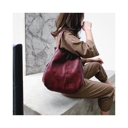 2020 New Womens Bags PU Leather Pure Color Retro Soft Leather Tote Bag Shoulder Handbag Multi Compartment Lady Crossbody Bag