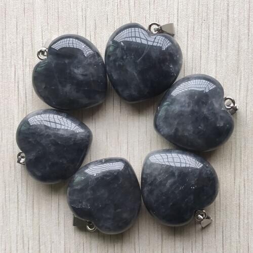 New Fashion good quality natural devil crystal heart shape pendants for jewelry making 30mm 6pcs/lot wholesale free shipping