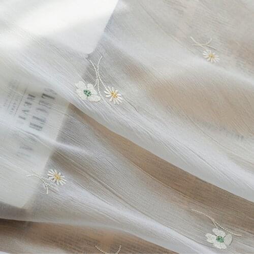 New Silk Wrinkled Embroidered Fabric Fresh And Soft Light Floral Tulle Fabric For Dress Fashion Designer Fabric By The Meter